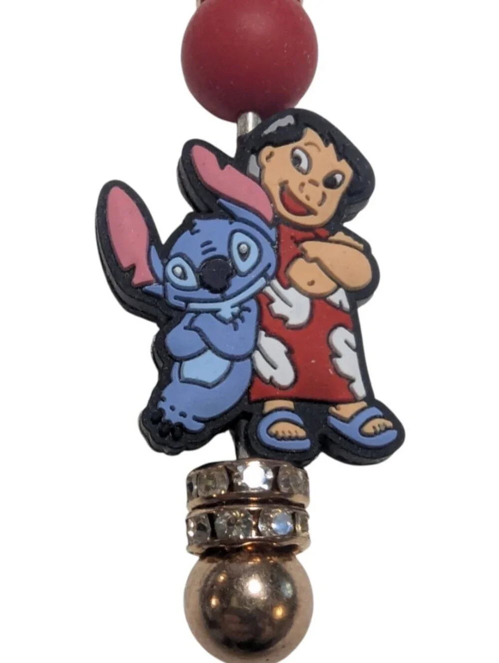 Handcrafted Lilo & Stitch Bookmark Beaded Red Blue New
